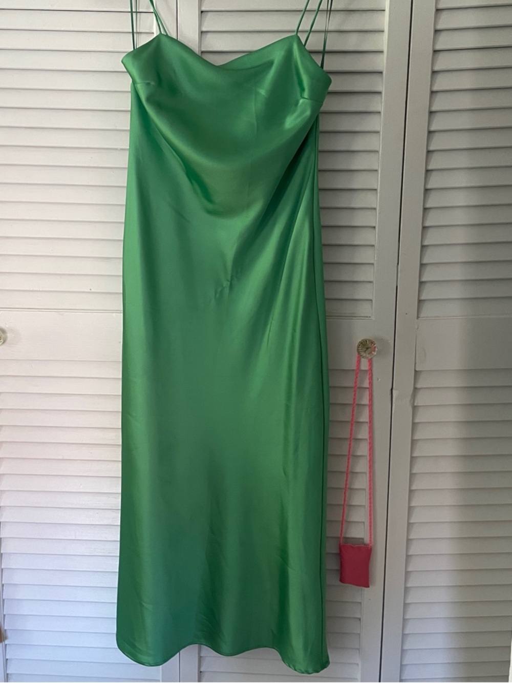 Topshop Seafoam Green Satin Slip Dress with Double Straps